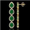 Image 2 : 16.01 ctw Emerald & Diamond Micro Pave Halo Earrings 10k Yellow Gold - REF-236H4R