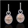 Image 1 : 7 ctw Morganite & Micro Pave Halo VS/SI Diamond Earrings 14k White Gold - REF-254H5R