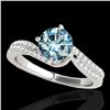 Image 1 : 1.2 ctw SI Certified Fancy Blue Diamond Bypass Ring 10k White Gold - REF-121A4N