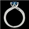 Image 2 : 1.2 ctw SI Certified Fancy Blue Diamond Bypass Ring 10k White Gold - REF-121A4N