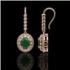 Image 2 : 9.25 ctw Certified Emerald & Diamond Victorian Earrings 14K Rose Gold - REF-256W2H
