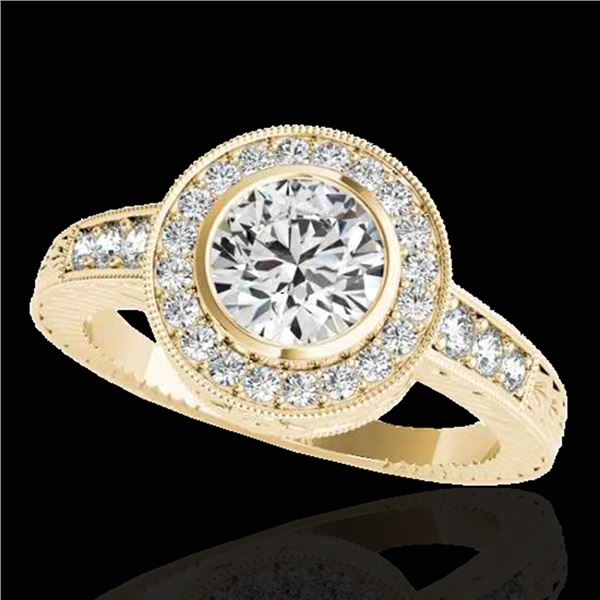 1.50 ctw Certified Diamond Solitaire Halo Ring 10k Yellow Gold - REF-197A8N