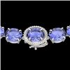 Image 1 : 170 ctw Tanzanite & Diamond Micro Eternity Necklace 14k White Gold - REF-3163Y6X