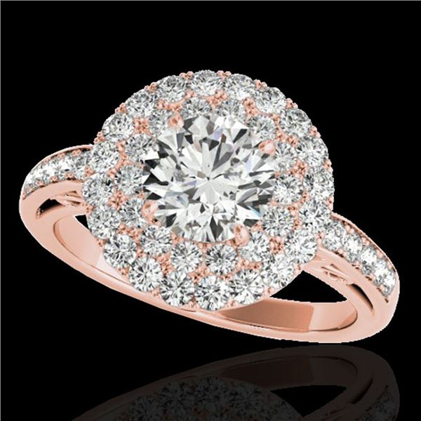2.25 ctw Certified Diamond Solitaire Halo Ring 10k Rose Gold - REF-245W5H