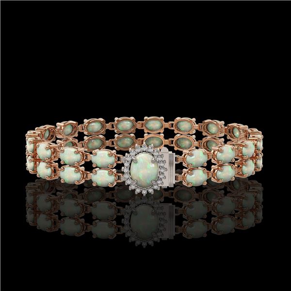 13.69 ctw Opal & Diamond Bracelet 14K Rose Gold - REF-263G6W