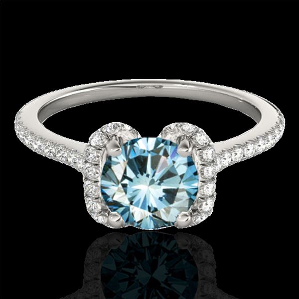 1.33 ctw SI Certified Fancy Blue Diamond Halo Ring 10k White Gold - REF-122A6N