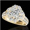 Image 1 : 2.81 ctw Certified Diamond Solitaire Halo Ring 10k Yellow Gold - REF-307G2W
