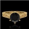Image 2 : 1 ctw Fancy Black Diamond Engagment Art Deco Ring 18k Yellow Gold - REF-105G5W