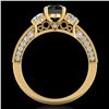 Image 3 : 2.07 ctw Fancy Black Diamond Art Deco 3 Stone Ring 18k Yellow Gold - REF-200H2R
