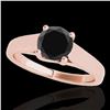 Image 1 : 1.5 ctw Certified VS Black Diamond Solitaire Ring 10k Rose Gold - REF-61K4Y