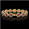 Image 2 : 19.7 ctw Tourmaline & Diamond Micro Pave Halo Bracelet 10k Yellow Gold - REF-509G3W
