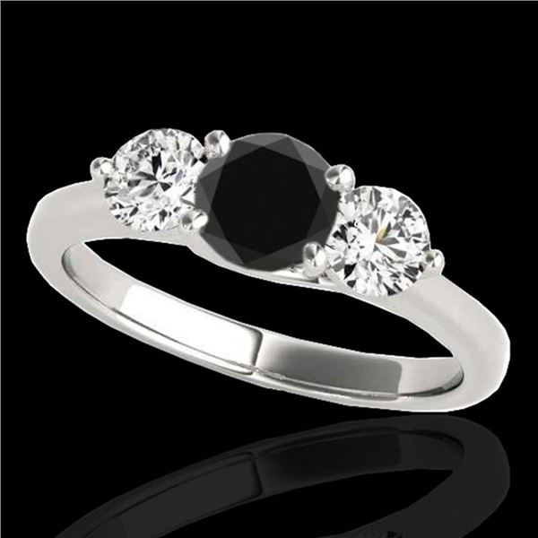 2 ctw Certified VS Black Diamond 3 Stone Solitaire Ring 10k White Gold - REF-163A6N