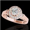 Image 1 : 1.5 ctw Certified Diamond Solitaire Halo Ring 10k Rose Gold - REF-204F5M