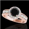 Image 1 : 1.85 ctw Certified VS Black Diamond Solitaire Halo Ring 10k Rose Gold - REF-74X5A