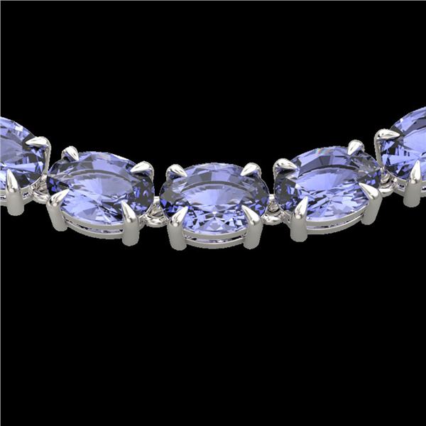 56 ctw Tanzanite Eternity Designer Necklace 14k White Gold - REF-581G8W