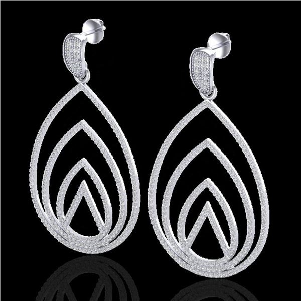 2.50 ctw Micro Pave VS/SI Diamond Designer Earrings 18k White Gold - REF-277N6F