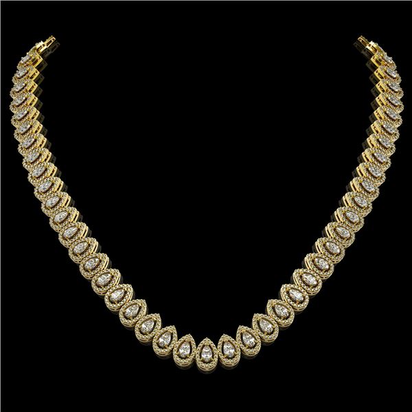 24.19 ctw Pear Cut Diamond Micro Pave Necklace 18K Yellow Gold - REF-2092R6K