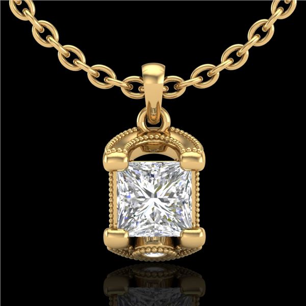 1.25 ctw Princess VS/SI Diamond Art Deco Necklace 18k Yellow Gold - REF-330W2H