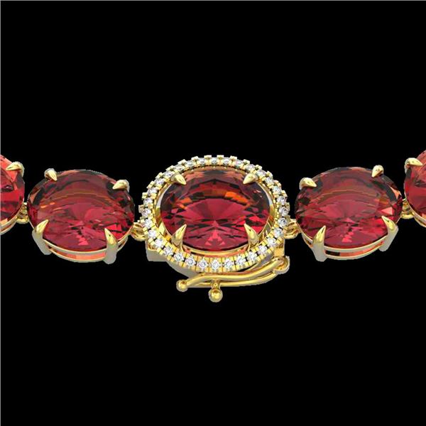 145 ctw Pink Tourmaline & VS/SI Diamond Micro Necklace 14k Yellow Gold - REF-2472H8R