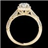Image 2 : 1.36 ctw Certified Diamond Solitaire Halo Ring 10k Yellow Gold - REF-204Y5X