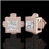 Image 2 : 2.75 ctw Princess VS/SI Diamond Micro Pave Stud Earrings 18k Rose Gold - REF-684K3Y