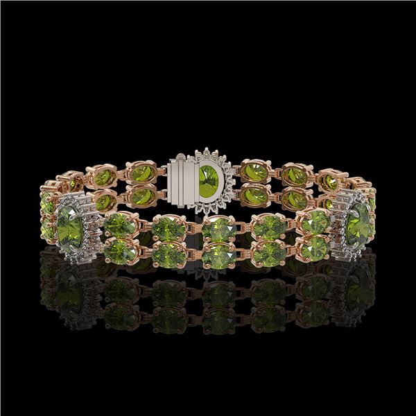 17.79 ctw Tourmaline & Diamond Bracelet 14K Rose Gold - REF-283K3Y