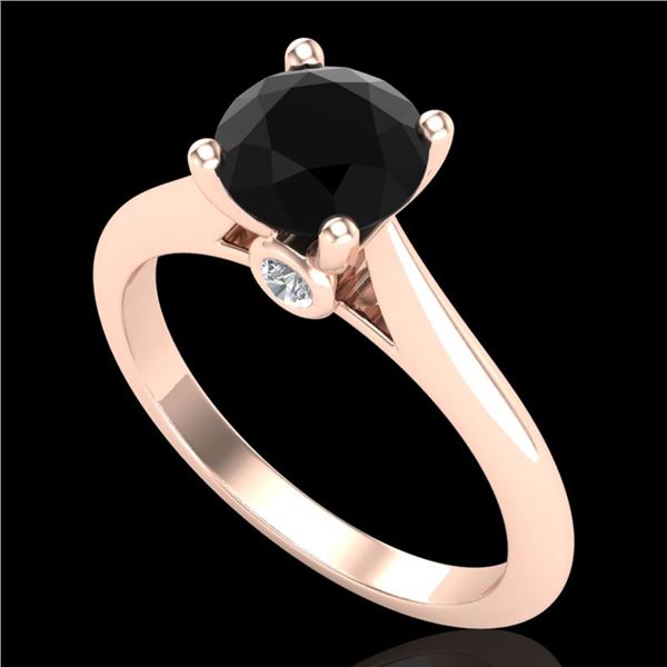 1.36 ctw Fancy Black Diamond Engagment Art Deco Ring 18k Rose Gold - REF-66Y8X