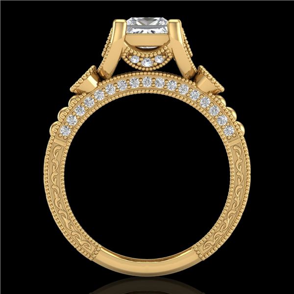 1.75 ctw Princess VS/SI Diamond Art Deco Ring 18k Yellow Gold - REF-445K5Y