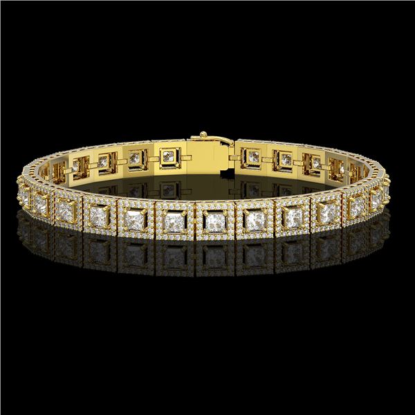 10.8 ctw Princess Cut Diamond Micro Pave Bracelet 18K Yellow Gold - REF-923G9W
