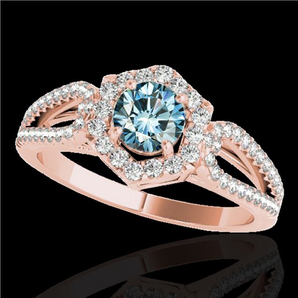 1.43 ctw SI Certified Fancy Blue Diamond Halo Ring 10k Rose Gold - REF-132Y3X