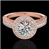 Image 1 : 1.5 ctw Certified Diamond Solitaire Halo Ring 10k Rose Gold - REF-231X8A