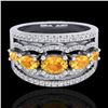 Image 1 : 2.25 ctw Citrine & Micro Pave VS/SI Diamond Designer Ring 10k White Gold - REF-81X8A