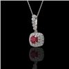 Image 1 : 2.55 ctw Certified Ruby & Diamond Victorian Necklace 14K White Gold - REF-100K2Y
