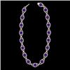 Image 2 : 66 ctw Amethyst & Micro VS/SI Diamond Eternity Necklace 14k Rose Gold - REF-881G8W