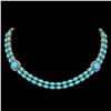 Image 1 : 29.85 ctw Turquoise & Diamond Necklace 14K Yellow Gold - REF-527F3M
