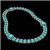 Image 2 : 29.85 ctw Turquoise & Diamond Necklace 14K Yellow Gold - REF-527F3M