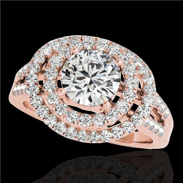 1.75 ctw Certified Diamond Solitaire Halo Ring 10k Rose Gold - REF-211G4W