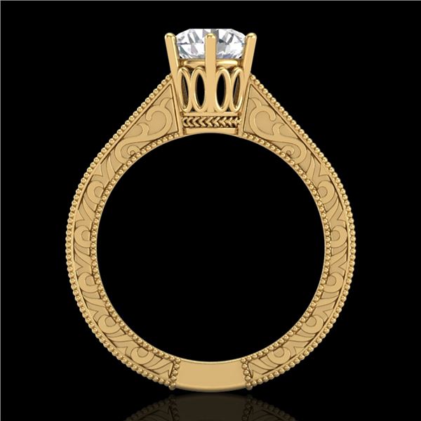 1 ctw VS/SI Diamond Solitaire Art Deco Ring 18k Yellow Gold - REF-330R2K