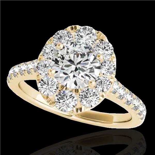2 ctw Certified Diamond Solitaire Halo Ring 10k Yellow Gold - REF-229W3H
