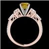 Image 2 : 2 ctw Certified SI/I Fancy Intense Yellow Diamond Pave Ring 10k Rose Gold - REF-231X8A