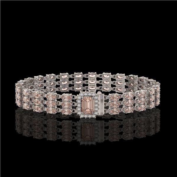24.91 ctw Morganite & Diamond Bracelet 14K White Gold - REF-354G5W