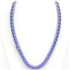 Image 3 : 100 ctw Tanzanite & Diamond Micro Eternity Necklace 14k White Gold - REF-1618H2R