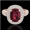 Image 1 : 3.10 ctw Garnet & Micro Pave VS/SI Diamond Certified Ring 10k Rose Gold - REF-100X2A