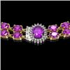 Image 3 : 31.28 ctw Amethyst & Diamond Necklace 14K Yellow Gold - REF-454W5H