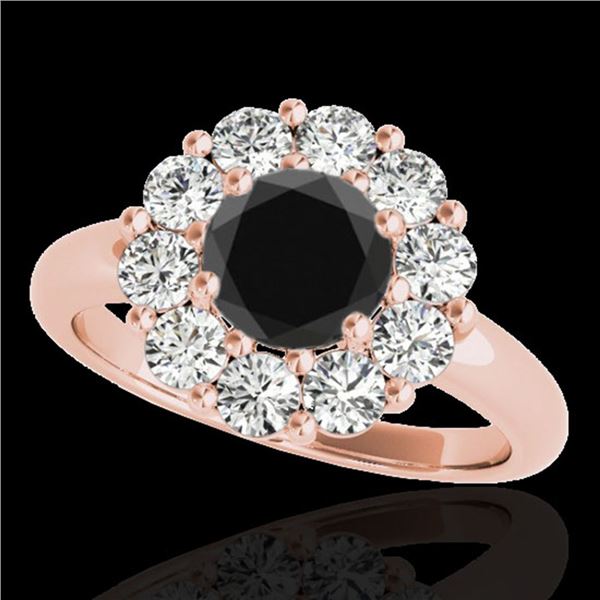 2.09 ctw Certified VS Black Diamond Solitaire Halo Ring 10k Rose Gold - REF-88N6F
