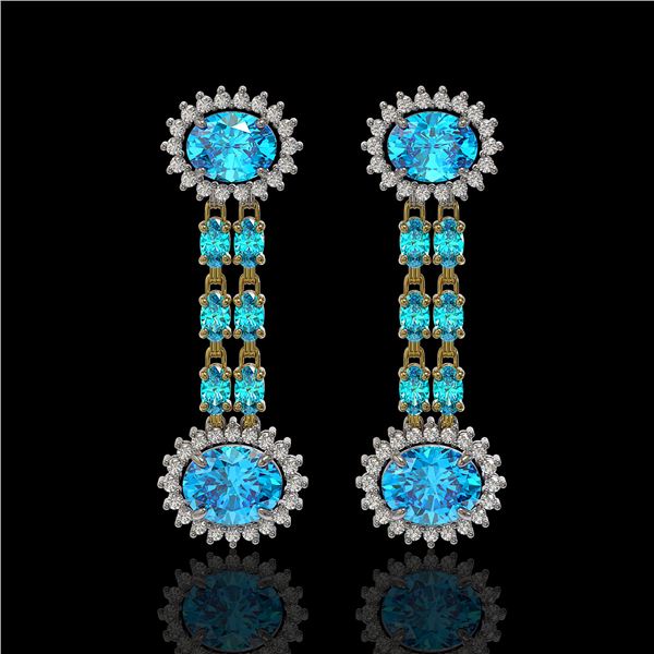 9.85 ctw Swiss Topaz & Diamond Earrings 14K Yellow Gold - REF-145A3N