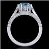 Image 3 : 2.2 ctw Intense Blue Diamond Engagment Art Deco Ring 18k White Gold - REF-314W5H