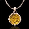 Image 1 : 1.5 ctw Intense Fancy Yellow Diamond Art Deco Necklace 18k Rose Gold - REF-218M2G