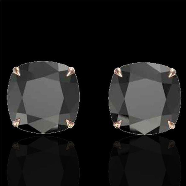 12 ctw Cushion Black Diamond Designer Earrings 14k Rose Gold - REF-290H9R