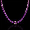 Image 2 : 72 ctw Amethyst & VS/SI Diamond Micro Pave Necklace 14k Rose Gold - REF-281G8W